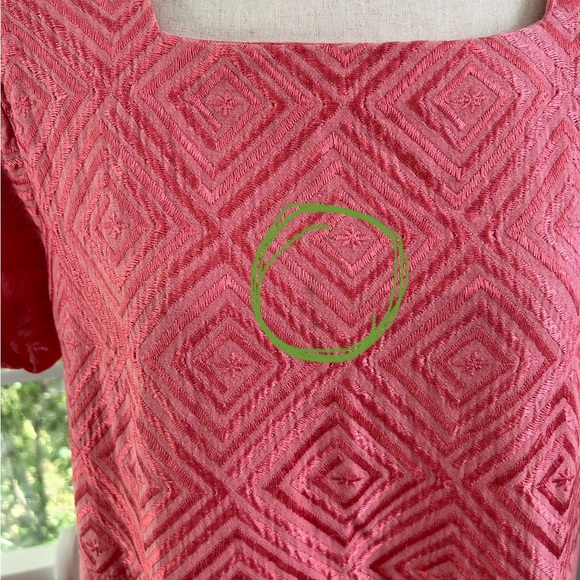 VTG Linen Blend Sarah Elizabeth Pink Pleated Square Neck Tie Waist Maxi Dress - Picture 16 of 16